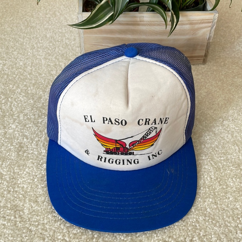 Vintage 80’s Mesh Trucker Foam Snapback Cap El Paso Crane & Rigging Inc